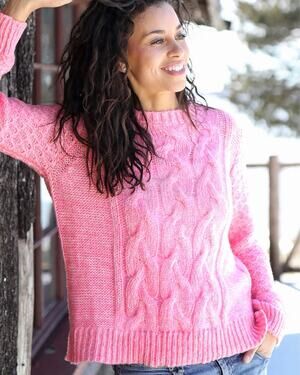 Wooden Ships Pink Cable Knit Sweater Womens X/S Mohair Wool Blend Oversized